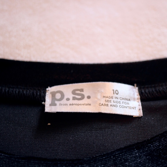 p.s. from Aeropostale Black Short-Sleeve Velvet Shirt with Flutter-Edge - Picture 6 of 8